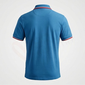Polo à manches courtes bleu pour homme, en coton piqué, décontracté, respirant, coupe classique, design tricoté uni - Product Image 2