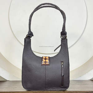 Sacs à bandoulière en cuir à carreaux marron et brun avec logo personnalisé de luxe 2026, sacs à main de luxe en cuir de vache véritable pour femmes - Product Image 5