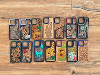 Étui pour iPhone en cuir véritable occidental à la mode étui de téléphone en cuir taillé Cowgirl pour iPhone Compatible modèle 13 14 & 15 étuis de téléphone
