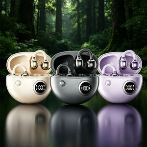 Audífonos Inalámbricos TWS con Clip para Oreja, Logotipo ODM/OEM, Pantalla Digital, Refuerzo de Bajos, Reducción de Ruido con IA, Color Morado - Product Image 2