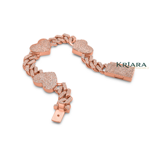 Bracelet chaîne cœur en moissanite plaqué or rose S925, micro-pavé, bijoux de luxe unisexe, à porter au quotidien - Product Image 4