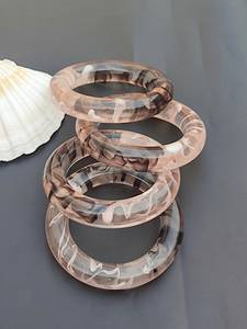 Handmade Epoxy Resin Bangles Set Round Shape Circular Pattern Glossy Finish Casting Technique Home Decoration <b>Craft</b> - Product Image 2