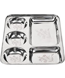 Plato de Acero Inoxidable con Divisiones Grabadas con Láser, Plato de Servir Duradero para el Hogar, Cocina y Restaurante - Product Image 4