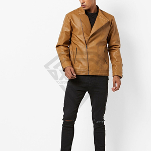 Blouson de motard homme en similicuir camel marron personnalisé, coupe ajustée, vêtement d'extérieur moto, vente en gros, manteau en cuir PU de haute qualité, fabricant - Product Image 4