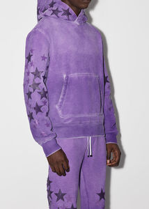 Chándal Unisex Morado 100% Algodón 2026 |   Tela Lisa con Lavado Ácido |   Conjunto de Entrenamiento con Serigrafía Personalizada OEM - Product Image 3