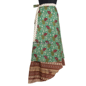 Ethnic Double Layer Reversible <b>Sarong</b> Sari Magic <b>Wrap</b> Skirt 2 Layer Reversible Magic Silk Saris <b>Wrap</b> Long Skirt Silk Beach - Product Image 6