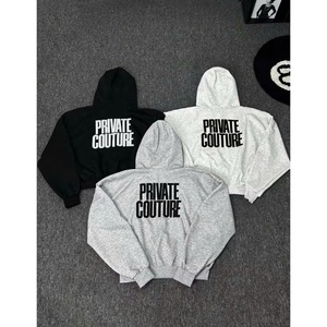 Sweat-shirt à capuche unisexe surdimensionné en molleton gris, personnalisable OEM/ODM avec logo privé, fermeture éclair, écologique, décontracté, printemps - Product Image 2