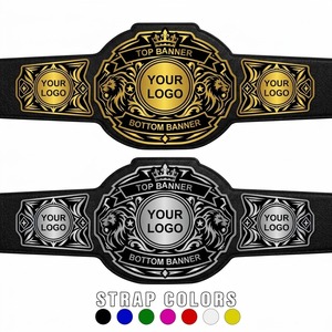 Cinturón de Campeonato de Boxeo Personalizado, Correa de Cuero PU Roja con Placas de León Doradas para Lucha Libre y MMA - Product Image 5