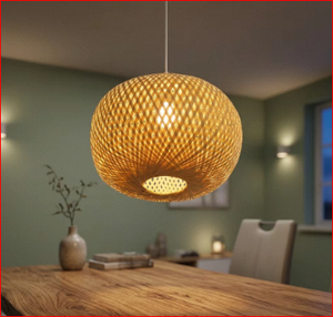 Lampe suspendue en rotin rond en bambou E27, lumière LED chaude pour salle à manger, restaurant - Product Image 6