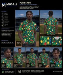 Micah Corporation Sublimated Festive Golf Polo Christmas <b>Tree</b> and <b>Lights</b> Pattern Shirt Breathable Quick Dry - Product Image 4