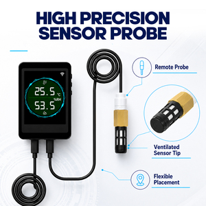 Smart WiFi <b>Temperature</b> Humidity Monitor with External <b>Probe</b>, Tuya App Remote Viewing & Smart Linkage for Home & Industrial (OEM) - Product Image 3