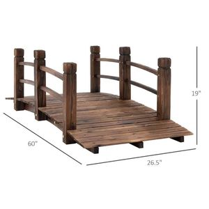 Pont de jardin en bois de 1,5 m avec finition teintée en arc et balustrades pour l'aménagement paysager et la terrasse, idéal pour l'arrière-cour - Product Image 4