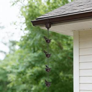 Chaînes de pluie décoratives au design Oiseau et Seau pour jardin, maison, patio – Élégantes chaînes de drainage et d'art aquatique suspendues - Product Image 4