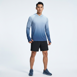 Sudadera con Capucha de Manga Larga para Hombre, Estampado Degradado, Protección Solar UPF 50, Secado Rápido, Camisa de Pesca 100% Poliéster, Estilo Pullover - Product Image 3