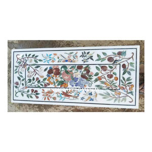 Diseño antiguo, la mejor mano de obra, mesa con incrustaciones de mármol blanco de alta calidad, forma Rectangular para decoración de comedor - Product Image 2