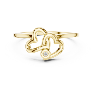 แหวนเพชรหัวใจคู่ ทองคำขาว 18K ประดับแบบ Bezel Set แหวนแห่งความรักสุดโรแมนติกสำหรับผู้หญิง - Product Image 5