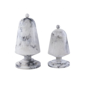 Ensemble élégant de 2 mabkhars en résine avec couvercle - Marbre naturel noir et blanc, encens aromatique 100% naturel, anti-odeur, toutes saisons - Product Image 1