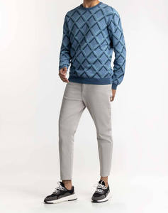 Pull en tricot sur mesure pour homme, taille plus, broderie, streetwear, 100 % coton, col rond, pull-over pour homme - Product Image 4