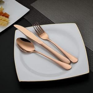 Ensemble de couverts en acier inoxydable plaqué or rose avec couteau, fourchette, cuillère, baguettes, kit d'ustensiles de voyage - Product Image 3