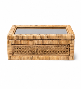 Caja de Almacenamiento de Ratán Tejido Natural de Alta Calidad con Tapa Segura para Sala de Estar, Dormitorio, Oficina y Decoración del Hogar en Venta - Product Image 1
