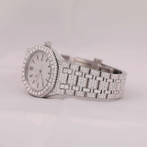 Luxury Trendy Stainless Steel Sapphire Crystal Bling <b>Watch</b> Lab <b>Diamond</b> VVS Moissanite Fancy Handmade Design for Men's 10 Bar - Product Image 3