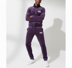 Conjunto de chándal de terciopelo unisex OEM de 2 piezas para hombre, personalizado con logo impreso, venta al por mayor para proveedores de ropa, 100% algodón. - Product Image 4