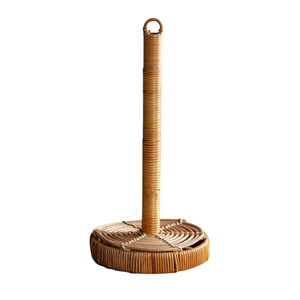 Wholesale Handmade Rattan <b>Kitchen</b> <b>Paper</b> Holder, Vertical Wood Tissue Roll Stand Organizer For Countertop Vietnam - Product Image 5