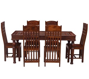 Table à manger en teck massif de haute qualité, moderne, luxueuse, royale, écologique, durable, avec 6 chaises, pour la maison ou les restaurants, facile à assembler - Product Image 5
