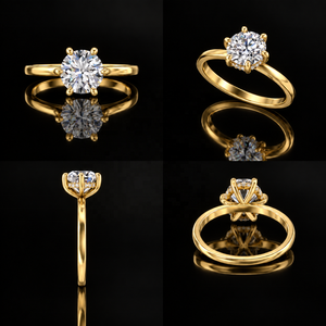 แหวนแต่งงานเพชรทรงบริลเลียนต์ 2.5 กะรัต ทองคำแท้ 14K เพชรเลี้ยงในห้องปฏิบัติการ 6 กรงเล็บ ประดับด้วยวงแหวนซ่อนรอบเพชร ดีไซน์คลาสสิกสำหรับผู้หญิง เครื่องประดับชั้นดี IGI - Product Image 4