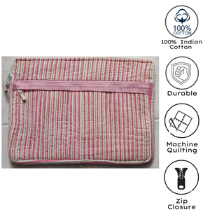 Funda Protectora para Portátil Acolchada, Ecológica, Duradera, Hecha a Mano en Jaipur, con Estampado Artesanal, de Algodón, con Cierre y Múltiples Bolsillos - Product Image 4