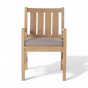 Solid <b>Oak</b> Outdoor Garden Chair with Gray Cushion Rustic Design Weather Resistant Wood <b>Frame</b> for Patio Furniture - Product Image 5