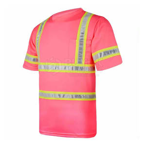 Chemise de sécurité à manches courtes haute visibilité respirante et ignifuge avec tissu réfléchissant 100% polyester pour la sécurité routière - Product Image 4