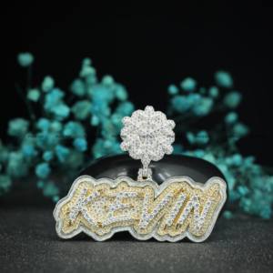 Colgante de boda de dos tonos con moissanita de corte brillante redondo y bailarina de copo de nieve, joyería hip hop de Phoenix Enterprise - Product Image 2