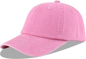 Casquette de baseball rose à 6 panneaux, réglable, unisexe, décontractée, couleur unie, en coton lavé, taille adulte - Product Image 5