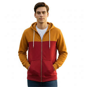 Sweat à capuche zippé pour homme en molleton bouclette 100% coton épais et lourd, éco-responsable, hiver, coupe épaules tombantes, poche en polaire, personnalisable - Product Image 1