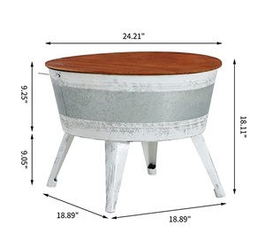 Mạ kẽm thỉnh thoảng bảng thiết kế sang trọng handmade wrought sắt Round Shape mạ kẽm kim loại bảng phụ với gỗ Top - Product Image 6