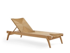 Tumbona Moderna de Madera de Teca con Respaldo Sólido y Patas Cónicas, Muebles de Exterior de Diseño Escandinavo, Reclinable Manual, Ecológica, para Villa - Product Image 5