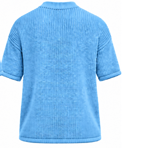 <b>Sky</b> <b>Blue</b> Men Knitted T Shirt Short Sleeve Crew Neck Textured Casual <b>Top</b> Custom Printed Streetwear Summer Fashion Wholesale - Product Image 2