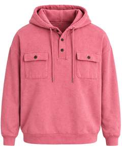 Sudadera con Capucha para Hombre en Rosa Polvoriento, con Cierre de Botones, Doble Bolsillo en el Pecho, Estilo Casual Urbano, Fabricante Personalizado - Product Image 1