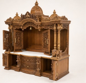 Bigger Size Wooden Mandapam for Home Customized Dome Style Wooden Pooja <b>Mandir</b> Cabinet Unit Hand-Carved Hindu Temple Australia - Product Image 3