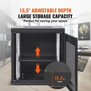 Armadio Server a Parete 12U con Profondità 15,5 Piedi, Sistema di Chiusura Sicura, Rack di Rete con Capacità di 200 Libbre per Archiviazione Dati - Product Image 2