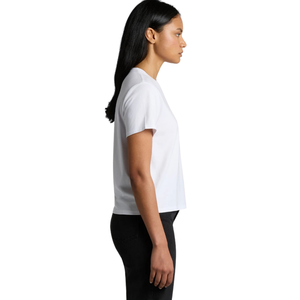 T-shirt en jersey de coton pour femme, col rond, manches courtes, coupe classique, imprimé discret sur la poitrine, dos uni, décontracté, vente en gros, personnalisable, OEM - Product Image 4