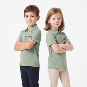 Cotton Polo Shirt Unisex Short Sleeve Turn Down Collar Zipper Leisure Top Custom Printing Logo Regular Fit Polo Shirt For <b>Kids</b> - Product Image 2