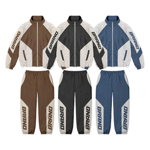 ชุดวอร์มแบบ unisex สีสันตัดกัน ซิปเต็มตัว คอตั้ง สปอร์ต ระบายอากาศได้ดี ผลิตจากโพลีเอสเตอร์และผ้าฝ้าย ทรงปกติ เหมาะสำหรับใส่ในฤดูใบไม้ร่วง ไซส์ผู้ใหญ่ - Product Image 1