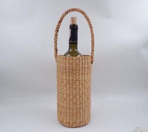 Space <b>Saving</b> Rattan Wine Rack For Apartment Kitchen Organization And Attractive Bottle Holder For Stylish Homes - Product Image 1