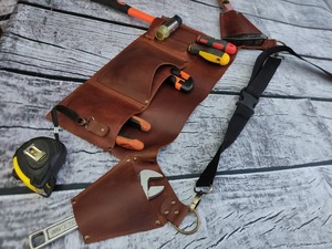 <b>Leather</b> Roll Up <b>Tool</b> Bag With Multiple Pockets For Screwdrivers And Wrenches - Product Image 4