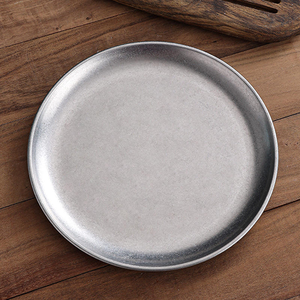 Plateau de service en acier inoxydable, plat à fruits et desserts de luxe vintage en métal, plat peu profond pour la maison, les fêtes et les déjeuners - Product Image 2