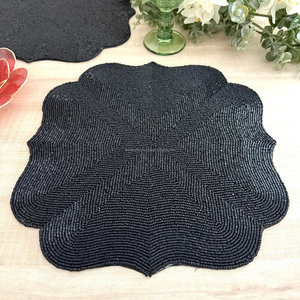 Scalloped <b>Beaded</b> <b>Placemat</b> 500mm Diameter Reusable Novelty Style Table Decor Modern Boutique Wholesale Artistry PR India - Product Image 2
