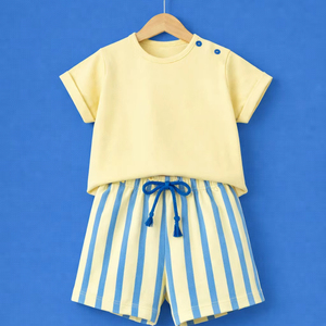 100% Organic Cotton Baby Boys Top and Bottom Set Customized Soft Breathable Skin Friendly Infant Wear Daily Comfort Outfit - Product Image 1