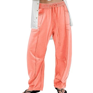 กางเกงวอร์มขาบานทรงคาร์โก้สำหรับผู้หญิง สปริง/ซัมเมอร์ ทรงหลวม เอวสูง รับสั่งทำ ปักลาย พิมพ์ลาย รับผลิตแบบ OEM ODM ขายส่ง - Product Image 4